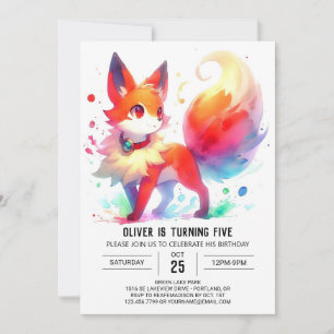  Digital Whimsical Fox Birthday Invitation