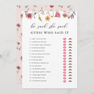 Digital Wildflower He Said She Said Bridal Shower Invitation