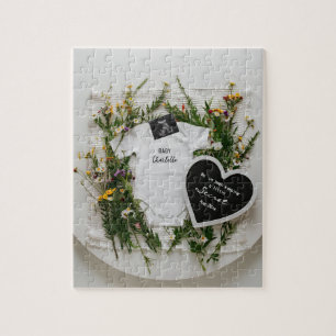 Digital wildflower pregnancy announcement jigsaw puzzle
