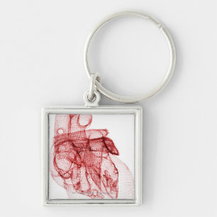 Digital wireframe of the human heart key ring