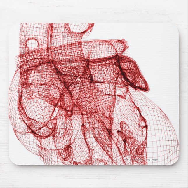 Digital wireframe of the human heart mouse pad (Front)