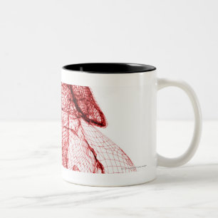 Digital wireframe of the human heart Two-Tone coffee mug