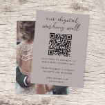 Digital Wishing Well QR Code Wedding Registry Enclosure Card<br><div class="desc">Simple, stylish wedding digital wishing well photo enclosure card in a modern minimalist design style with an elegant natural script typography in classic black on a dusky pink background, with an informal handwriting style font. The design can easily be personalised with your title, payment details (Zelle, Venmo, Paypal), scannable QR...</div>