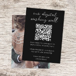 Digital Wishing Well QR Code Wedding Registry Enclosure Card<br><div class="desc">Simple, stylish wedding digital wishing well photo enclosure card in a modern minimalist design style with an elegant natural script typography in classic white on a black background, with an informal handwriting style font. The design can easily be personalised with your title, payment details (Zelle, Venmo, Paypal), scannable QR code,...</div>