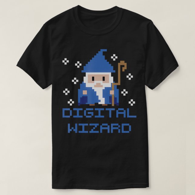 Digital Wizard Funny Tech IT Support Computer Gami T-Shirt (Design Front)