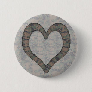 Digital Woodland Camouflage  Heart on Camo 6 Cm Round Badge