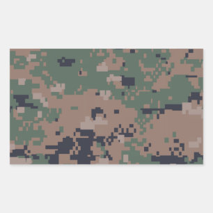Digital Woodland Camouflage Rectangular Sticker