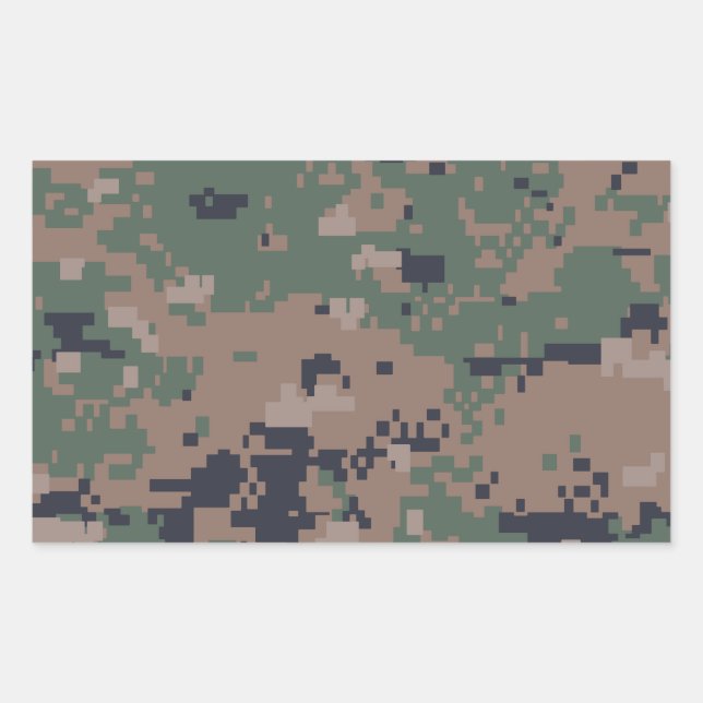 Digital Woodland Camouflage Rectangular Sticker (Front)