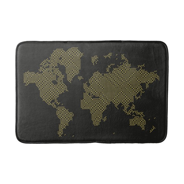 Digital World Map Bath Mat (Front)