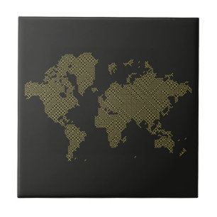 Digital World Map Ceramic Tile