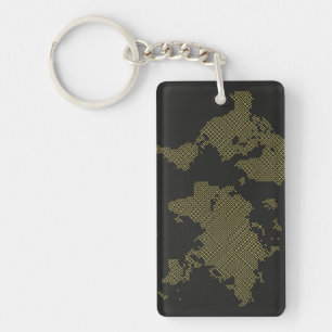 Digital World Map Key Ring