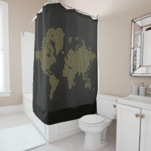 Digital World Map Shower Curtain