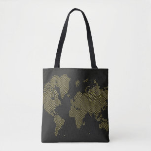 Digital World Map Tote Bag