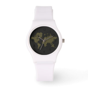 Digital World Map Watch