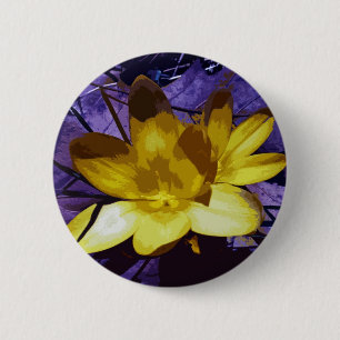 Digital Yellow Crocus 6 Cm Round Badge