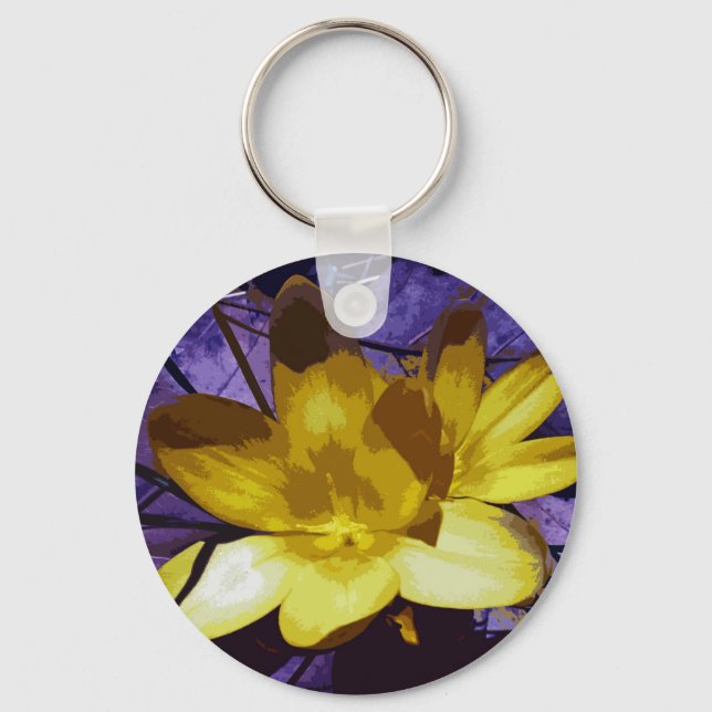 Digital Yellow Crocus Key Ring (Front)