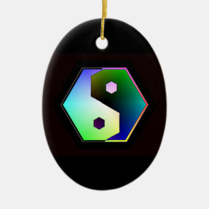 "Digital Yin Yang" Ceramic Ornament