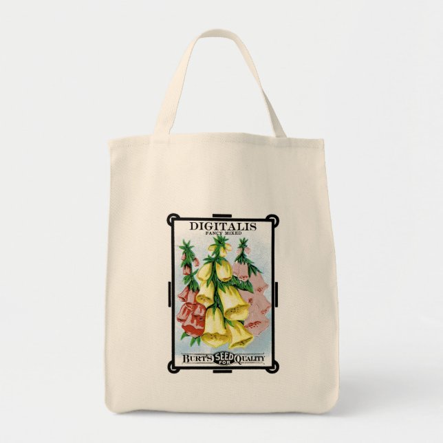 Digitalis Seed Packet Label Tote Bag (Front)