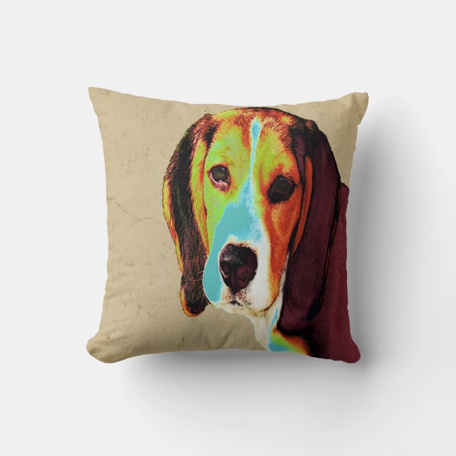 Digitally Coloured  Beagle Cushion (Front)
