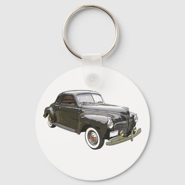 Digitally enhanced image of a black 1941 Plymouth Key Ring (Front)