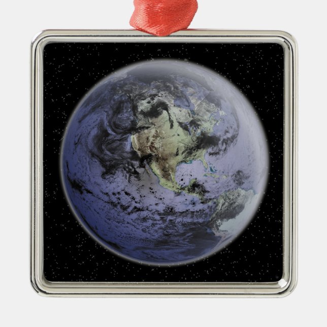 Digitally enhanced image of the Full Earth Metal Ornament (Front)