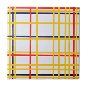 Digitally Enhanced Piet Mondrian's New York City I Ceramic Tile