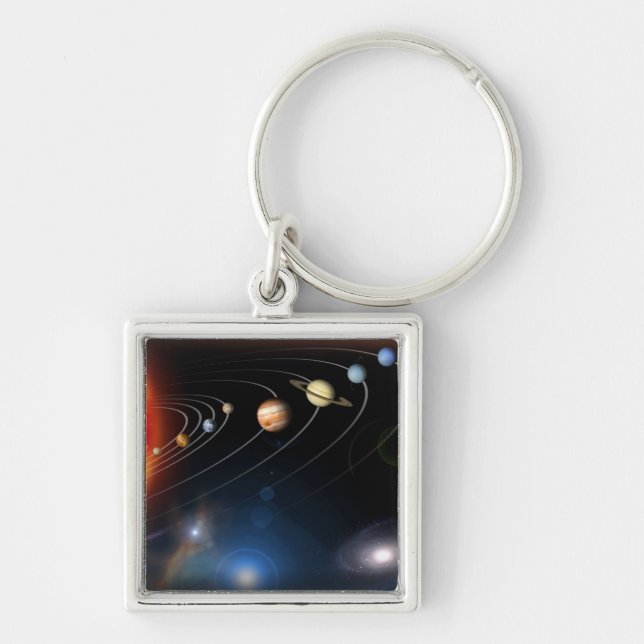 Digitally generated image of our solar system key ring (Front)