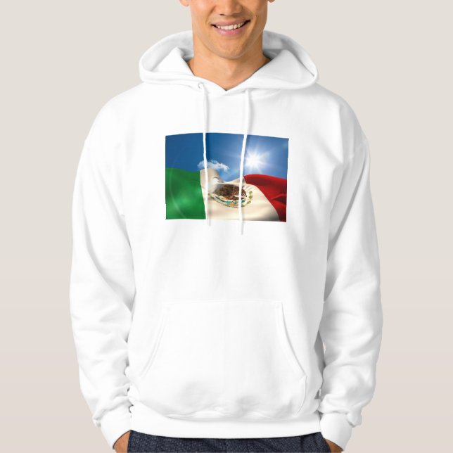 Digitally Generated Mexico Flag Rippling Hoodie (Front)