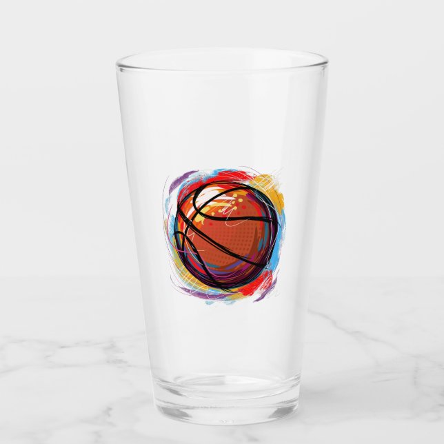 Digitally painted Basketball Design Glass (Front)