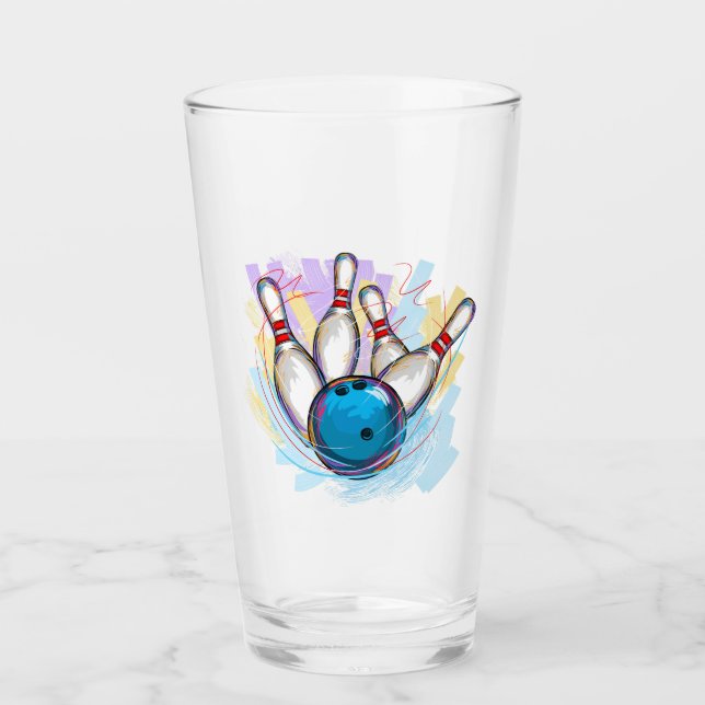 Digitally painted Bowling Design Glass (Front)