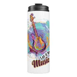 Digitally painted Guitar Design Thermal Tumbler