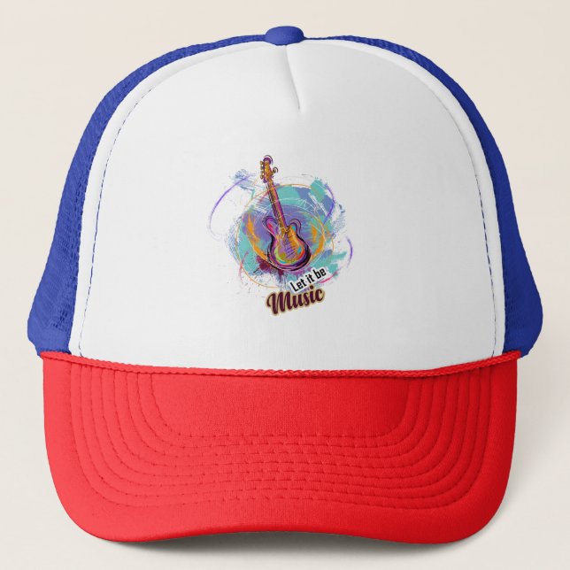 Digitally painted Guitar Design Trucker Hat (Front)