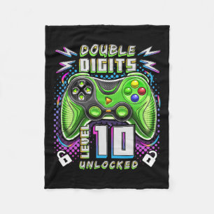 Digits Level 10 Unlocked Video Game 10th Birthday  Fleece Blanket
