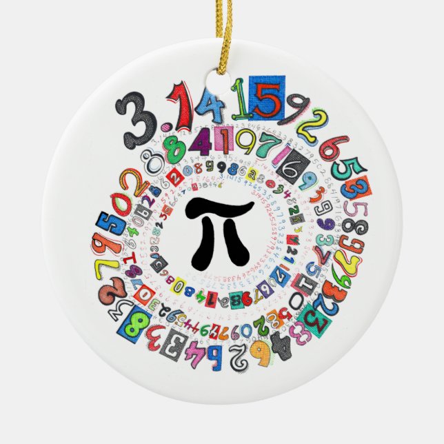 Digits of Pi Form a Colourful Spiral Ceramic Ornament (Front)