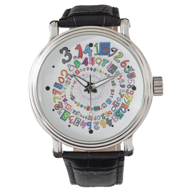 Digits of Pi Form a Colourful Spiral Watch (Front)