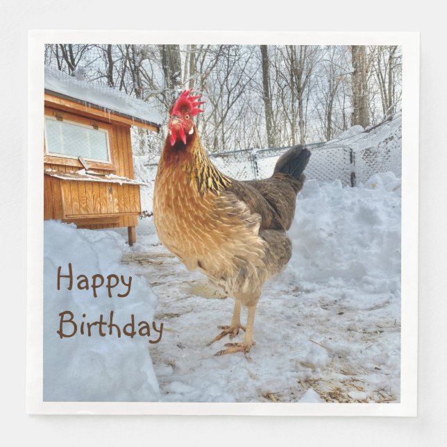 Dignified Chicken Happy Birthday Napkin (Front)