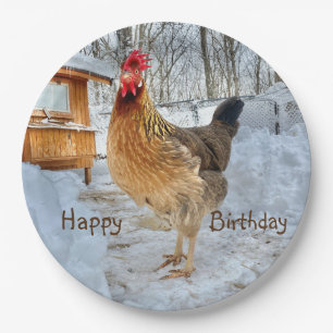 Dignified Chicken Happy Birthday Paper Plate