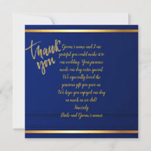 Dignified Cobalt Blue Wedding Thank You Card