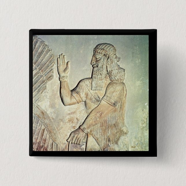 Dignitary, relief, Assyrian 15 Cm Square Badge (Front)
