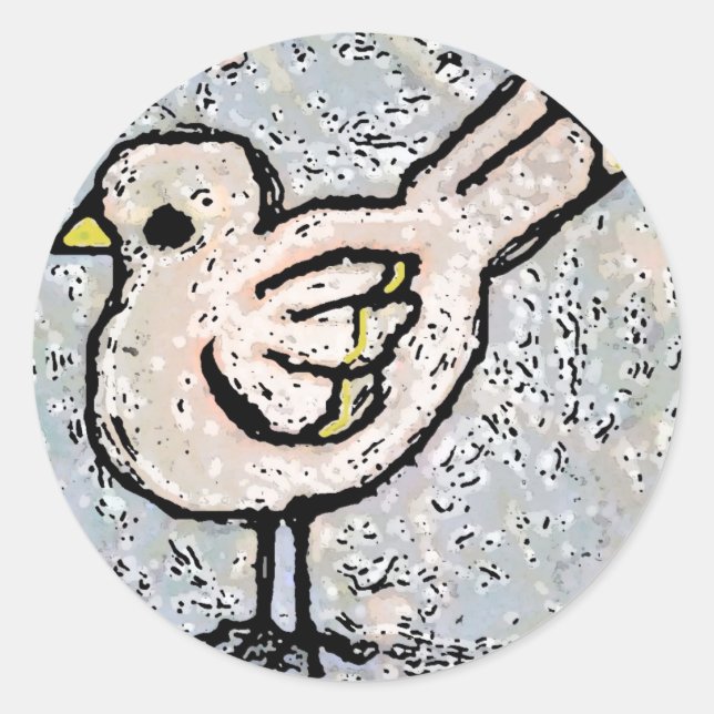 digtally enhanced bird classic round sticker (Front)