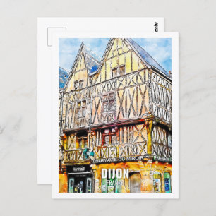 Dijon France Famous Travel Place Watercolor Postcard