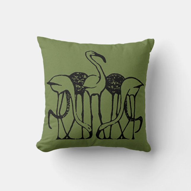 Dijsselhof - Five Flamingos, fine art, Cushion (Front)