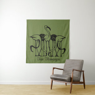 Dijsselhof - Five Flamingos, fine art, Tapestry