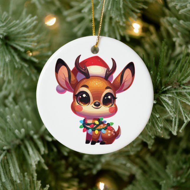 Dik-Dik Merry Christmas Winter Animals Cute DikDik Ceramic Ornament (Tree)