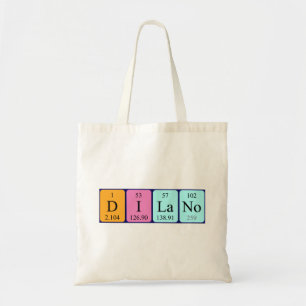 Dilano periodic table name tote bag
