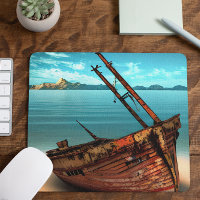Dilapidated Boat on an Abandoned Sandy Beach