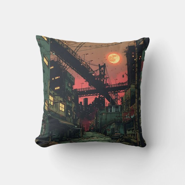 Dilapidated Comic Book City Cushion (Front)