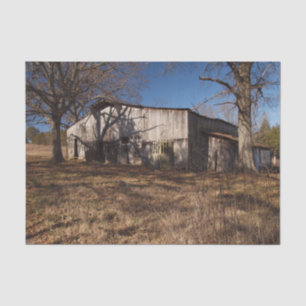 Dilapidated Light Brown Barn Amidst Brown Grasses Tissue Paper
