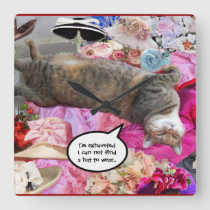 Dilemma of Princess Tatus Cat Square Wall Clock