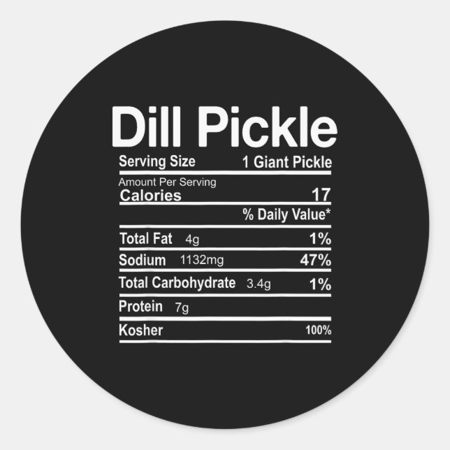 Dill Ckle Nutrition Facts Funny Thanksgiving Chris Classic Round Sticker (Front)